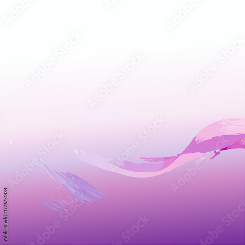 Ethereal Purple and Pink Brush Strokes Creating a Soft Gradient Swirl on White abstract background