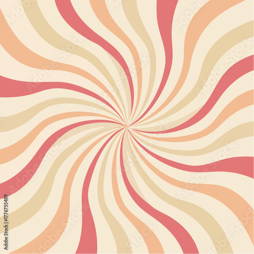 Vintage Retro Swirl Pattern with Pastel Red, Orange, and Cream Stripes vector illustration