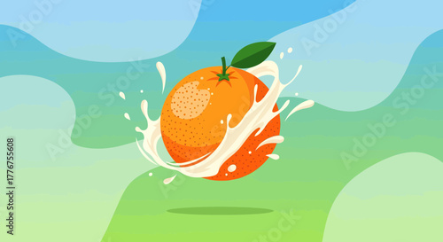 Fresh Orange Splashing With Juice on a Vibrant Background is Healthy and Refreshing