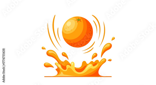 Fresh Orange Splashing With Juicy Liquid Bursting Against White Background