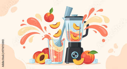Fresh Peach Smoothie Creation: A Vibrant Illustration of A refreshing Beverage