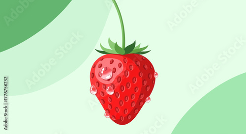 Fresh Watercolor Strawberry Depicting Natural Beauty and Refreshing Vibe in Digital Artwork