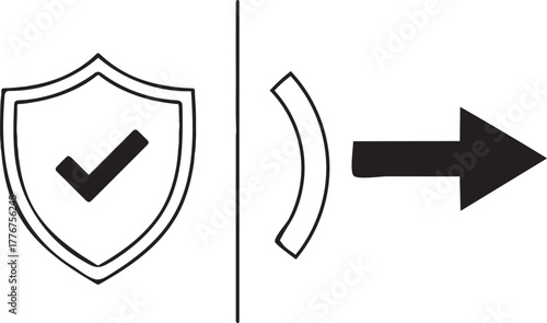 Shield with checkmark and arrow