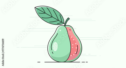 Freshly Cut Guava Fruit Icon: A Vector Illustration with Playful Flat Design Elements
