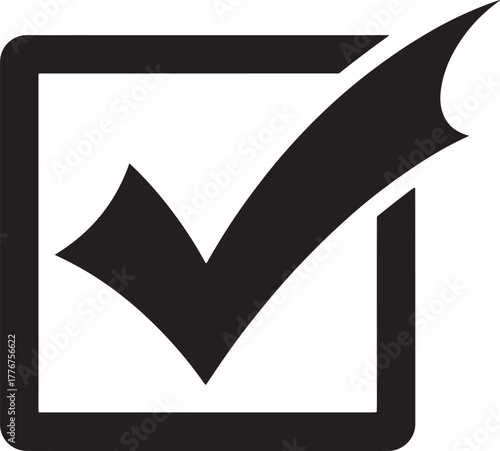 Black check mark inside a square outline icon tick