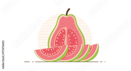 Freshly Cut Guava Slices On A Clean White Background Offering Vibrant Tropical Flavor