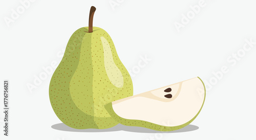 Freshly Cut Pear With A Slice Depicting Nature's Abundance And Refreshment