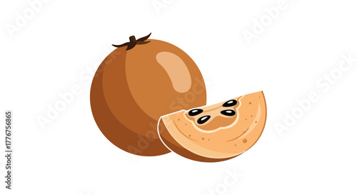 Freshly Cut Sapodilla Fruit Illustration Displaying Its Nutritional Goodness and Freshness