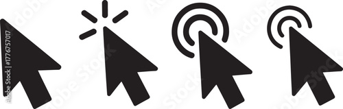 Cursor Icons Showing Different Click Actions on White Background mouse pointer clicking