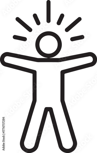 Person with radiating lines icon symbolizing idea or energy