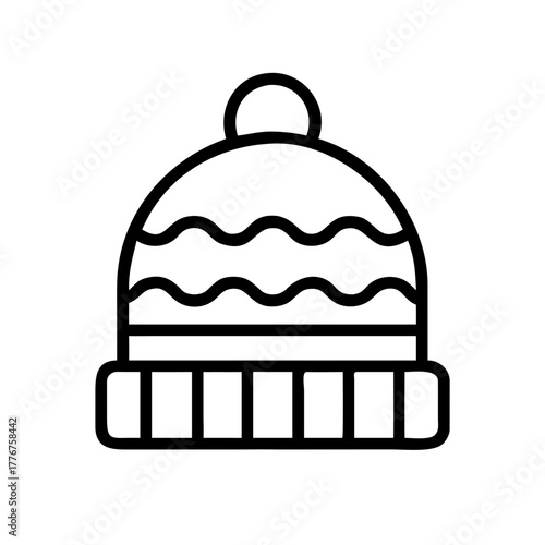 winter hat icon, beanie icon, knitted hat icon, warm hat icon, winter apparel icon, cold weather hat icon, cozy beanie icon, wool beanie icon, knitted beanie icon, ribbed beanie icon, pom pom hat icon