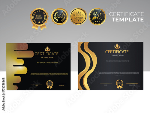 collection, vector elegant certificate templates with luxury and modern pattern background - Vector