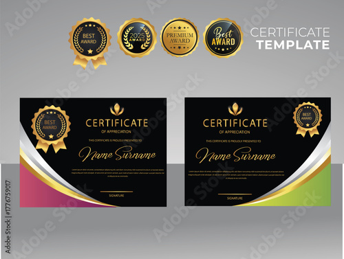 collection, vector elegant certificate templates with luxury and modern pattern background - Vector
