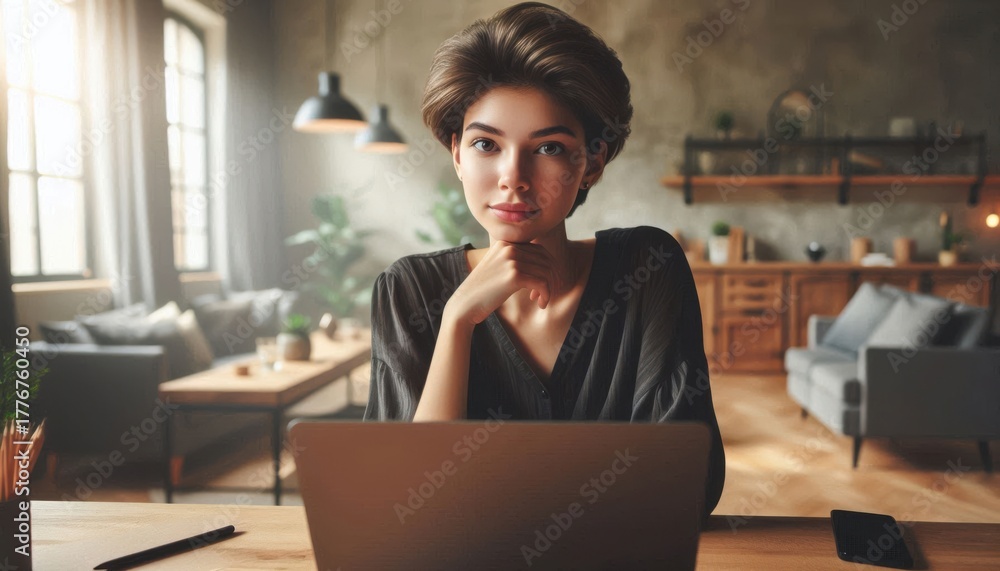 Fototapeta premium Authentic Gen Z aesthetic with minimal interior and introspective tone.