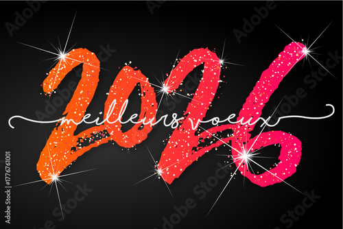 Bonne année - meilleurs vœux 2026 - vecteur pour affiche bannière salutation et célébration du nouvel an 2026.