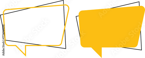 Warning attention mark rectangular speech bubble outline style. Exclamation sign icon, important mark. Vector illustration