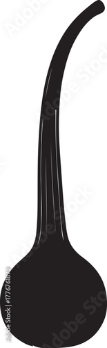 Black Silhouette of a Single Garlic Clove with Stem bulb herb on transparent background