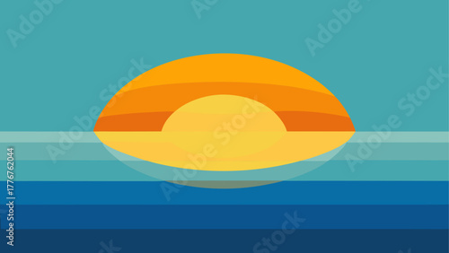 Illustration of a sunrise over the ocean horizon