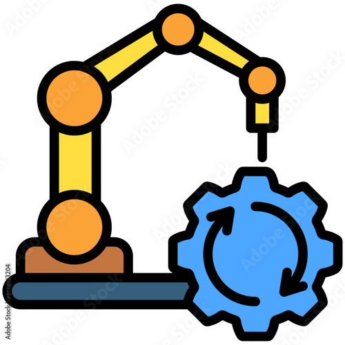 Automation Icon, Mini Illustration Relate To Industry 4-0, Modern Industry. Use For Modern Concept, Ui, Ux Web And App Development.