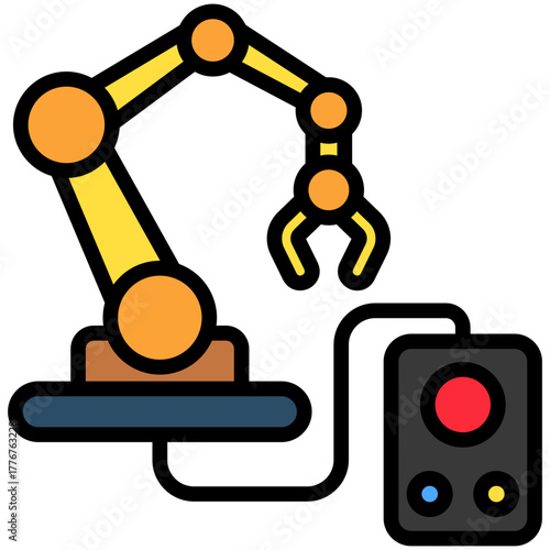 Machine Control Icon, Mini Illustration Relate To Industry 4-0, Modern Industry. Use For Modern Concept, Ui, Ux Web And App Development.