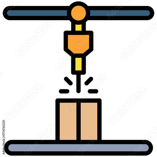 Laser Cutter Icon, Mini Illustration Relate To Industry 4-0, Modern Industry. Use For Modern Concept, Ui, Ux Web And App Development.