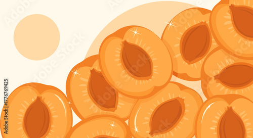 Freshly Sliced Apricots Fruit Composition With Soft Lighting And Abstract Design