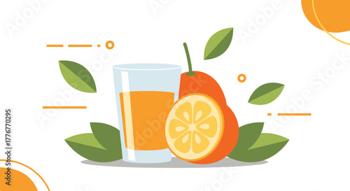 Freshly Squeezed Citrus Juice Artwork Depicting Healthy Eating And Refreshment