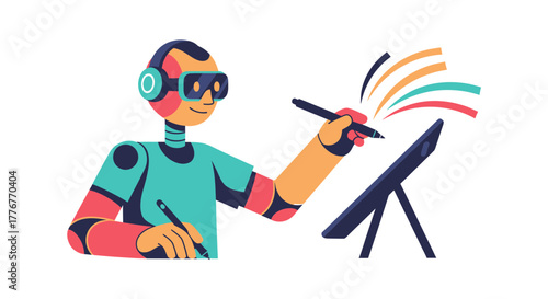 Futuristic Artificial Intelligence Graphic Designer Crafting Digital Art And Visualization