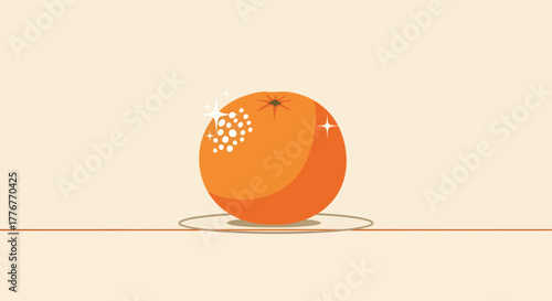 Freshly Squeezed Orange Illustration Depicting Zest and Vitamins for Food and Health