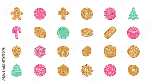 Collection of assorted christmas cookies and candies