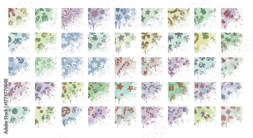 Collection of abstract watercolor splashes and splatters