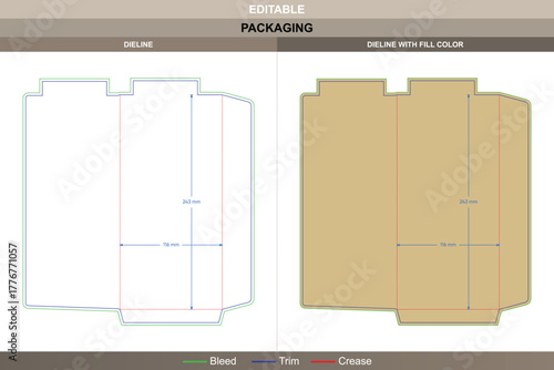Rectangle envelope dieline built by vector precision improving printing tone packaging setup die line balance defines accurate flap alignment maintaining envelope symmetry