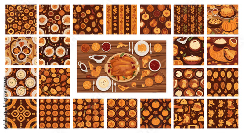 Thanksgiving dinner with roasted turkey and side dishes on a table