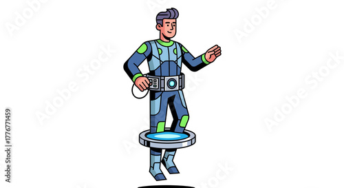 Futuristic Character levitating In A Science Fiction Style Illustration Design