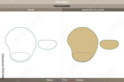 Mouse pad dieline drawn through vector tracing enhancing printing sharpness packaging balance detailed die line outline supports clean cut edges for stable surface use