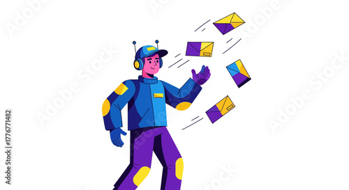 Futuristic Delivery Service Concept Illustrating Efficient Communication and Digital Mail Flow