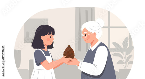 Generous Youngster Gives Refreshing Snack Fruit To Elderly Relative For The Treat