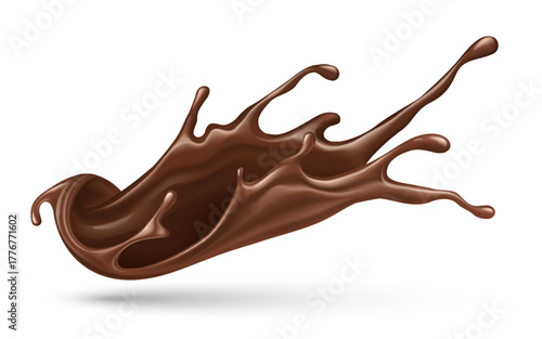 Chocolate Fluid. Sweet milky chocolate splash. Melting liquid fluid crown. Vector Illustration Isolated on white background.
