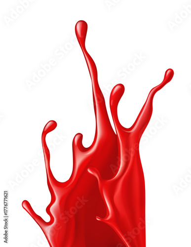 Tomato Juice Bloody Fluid. Sweet fruity juice splash. Juicy blood liquid fluid crown. Vector Illustration Isolated on white background.