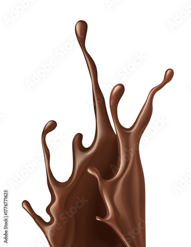 Chocolate Fluid. Sweet milky chocolate splash. Melting liquid fluid crown. Vector Illustration Isolated on white background.