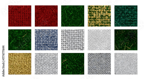 Collection of fabric swatches in various colors and textures