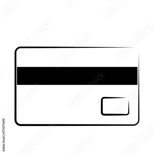 Minimalist white credit card with black magnetic stripe on white background.
