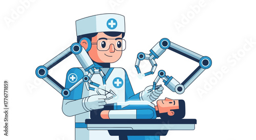 Futuristic Medical Procedure: Robotic Surgery Demonstrating Cutting-Edge Healthcare Practices