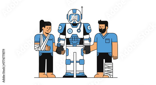 Futuristic Medical Team Provides Aid Delivering Advanced Healing for Patients Needing Care