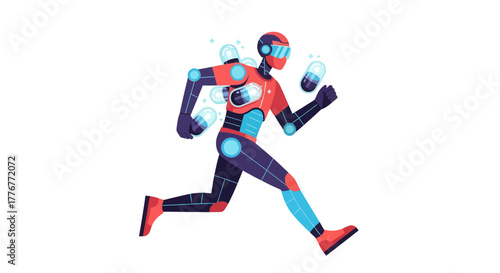 Futuristic Runner with Cybernetic Enhancements, Speed, Agility, and Cutting-Edge Technology