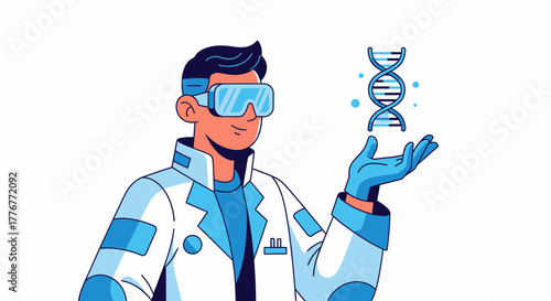 Futuristic Scientist Holding Genetic Code Representing Modern Biotechnology Advances