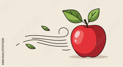 Healthy Apple And Breeze Illustration Depicting Organic Freshness And Natural Vigor In A Playful Way