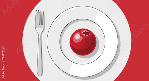 Healthy Cranberry On Plate With Fork Ready For Supper In Simple Minimalist Style