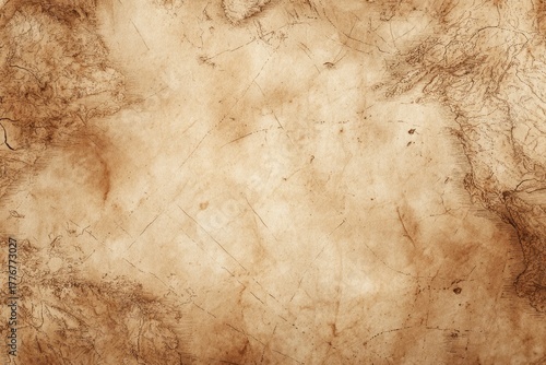 A vintage, sepia-toned parchment background with a distressed, creased texture. Faint, intricate map-like patterns subtly border the edges, creating an antique feel.