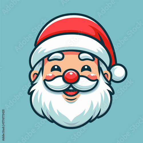Christmas Santa Claus faces. Santa Claus head. Santa head cartoon vector illustration for Christmas holiday design. Christmas Santa Claus in red hat clipart. Santa Christmas cartoon character. Logo